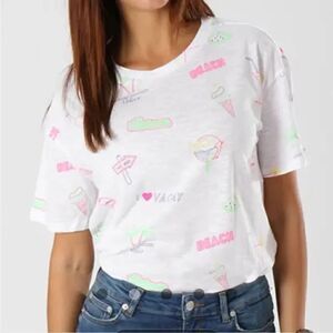 Bershka 90s Themed Print Rolled Sleeve Oversized Tunic Tshirt Size Small